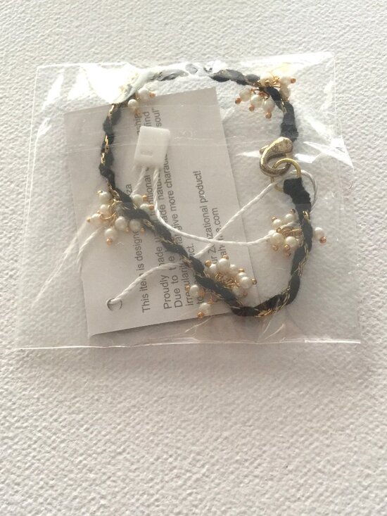 Petite Black Bracelet with Pearls. Boho style. NEW - Picture 4 of 4